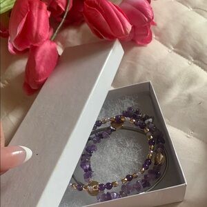 Elegant Purple and Gold Beaded Bracelet